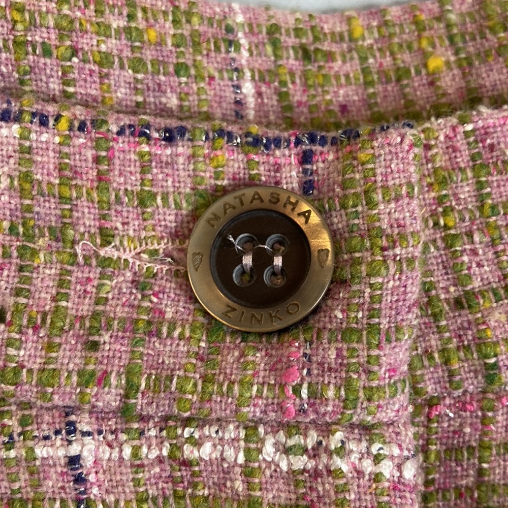 Natasha Zinko Pleated High Waist Pink Plaid Wool Blend Trousers - Picture 7 of 15